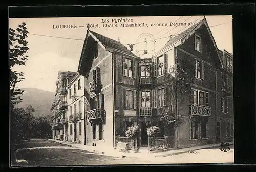 AK Lourdes, Les Pyrénées, Hôtel, Châlet Massabielle, Avenue Peyramale