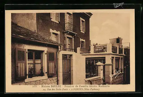 AK Lourdes, Maison Boulbe, Pension de Famille Odette Mathurin, 29, Rue des Petits Fossés