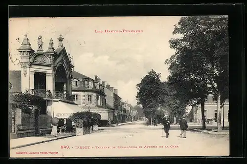 AK Tabres, Taverne de Sttrasbourg et Avenue de la Gare