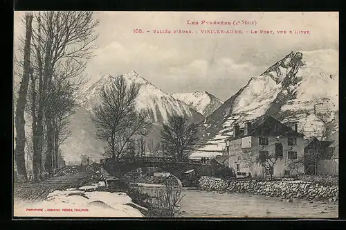 AK Vieille-Aure, Vallée d`Aure, Le Pont, Vue d`Hiver