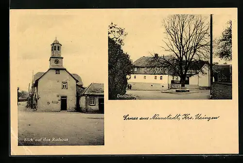 AK Naunstadt /Krs. Usingen, Blick auf das Rathaus, Dorfpartie