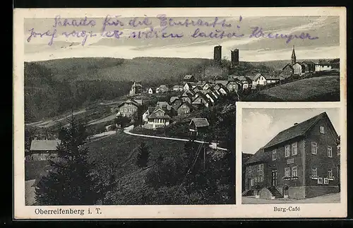 AK Oberreifenberg i. T., Burg-Café, Ortsansicht