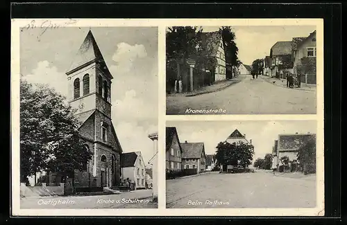 AK Oetigheim, Kirche und Schulhaus, Kronenstrasse