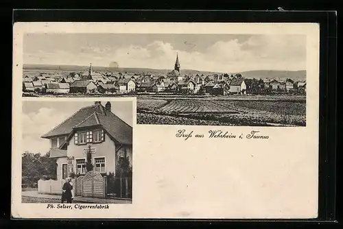 AK Wehrheim i. Taunus, Cigarrenfabrik Ph. Selzer, Ortsansicht