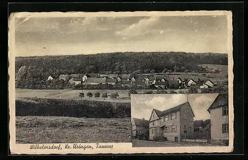 AK Wilhelmsdorf /Taunus, Gasthaus zur Eisenbahn, Ortsansicht