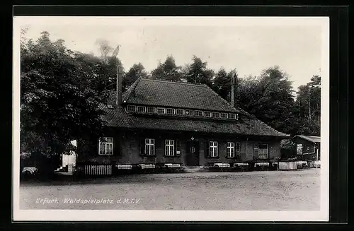 AK Erfurt, Gaststätte Waldspielplatz von Edmund Schmidt, Waldspielplatz des M. T. V.