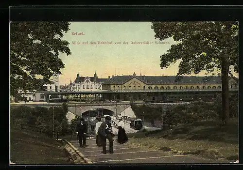 AK Erfurt, Blick auf den Bahnhof von der Daberstädter Schanze