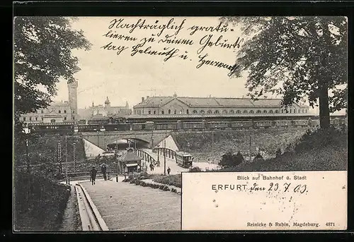 AK Erfurt, Blick auf Bahnhof u. Stadt