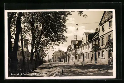 AK Teuschnitz, Stadtplatz und Schlossgarten