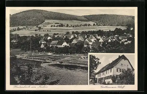 AK Pleutersbach a. Neckar, Gasthaus zum Schiff, Ortsansicht