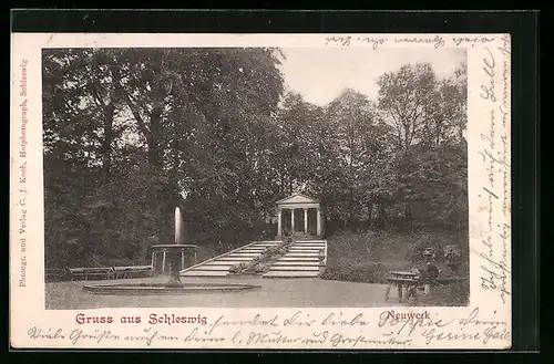 AK Schleswig, Neuwerk, Brunnen und Pavillon