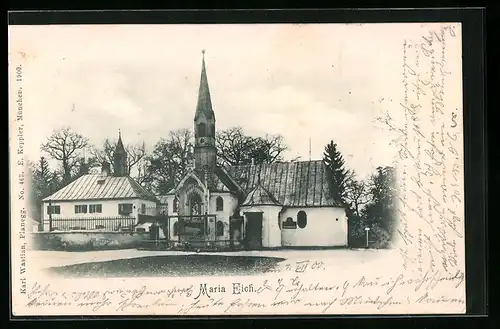 AK Maria Eich, Wallfahrtskirche mit Nebengebäude