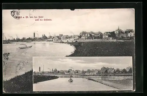 AK Frankfurt-Höchst, Blick von Insel und Schleuse