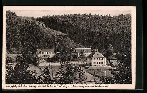 AK Berggiesshübel, Gebäude am Waldrand