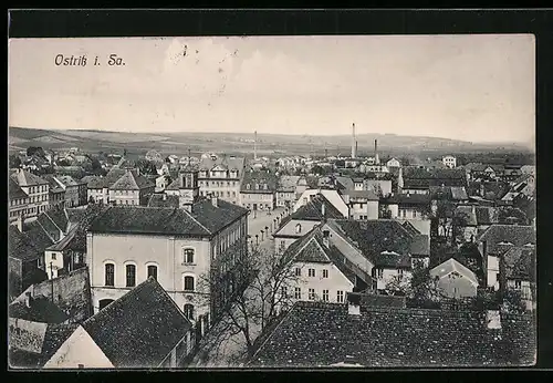 AK Ostritz i. Sa., Teilansicht der Ortschaft