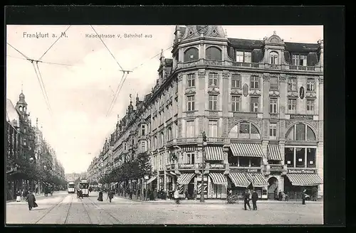 AK Frankfurt a. M., Strassenbahn fährt auf der Kaiserstrasse