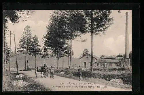 AK Hèricourt-en-Caux, La route d`Yvetot et l`Usine du service des eaux