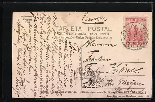 AK Montevideo, Ortsansicht mit Dampfern