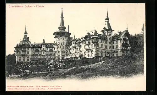 AK Zürich, Vue dans l`Grand Hotel Dolder