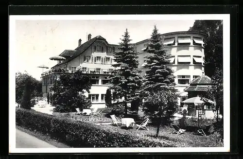 AK Stansstad, Hotel Schützenhaus mit Liegestühlen
