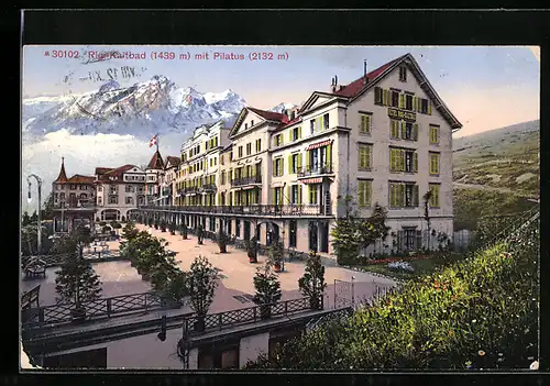 AK Rigi, Hotel Rigi-Kaltbad mit Pilatus