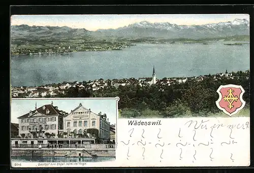 AK Wädenswil, Gesamtansicht, Gasthof zum Engl. Hotel del` Ange