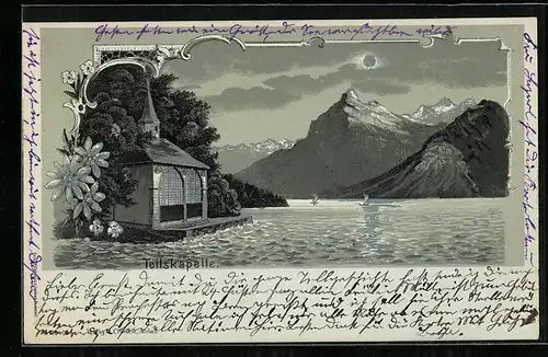 Mondschein-Lithographie Sisikon, Tellskapelle