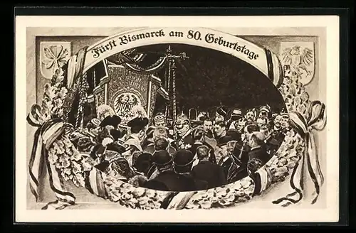 AK Fürst Bismarck am 80. Geburtstag mit Gästen