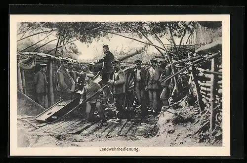 AK Landwehrbedienung, Artilleriesoldaten in einem Schützengraben