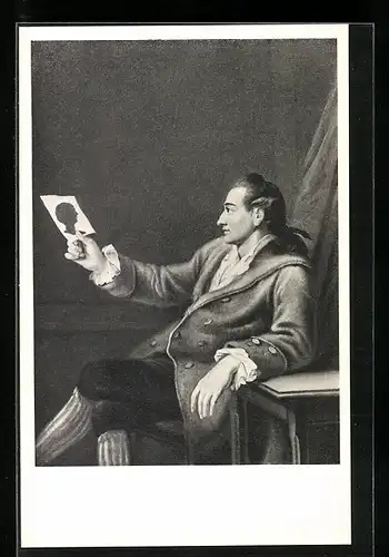 AK Junger Goethe betrachtet eine Silhouetten-Zeichnung