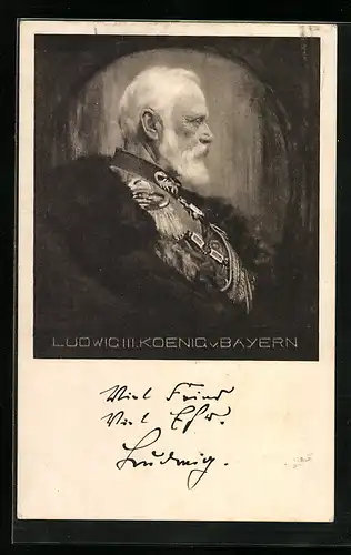 AK Portrait König Ludwig III. von Bayern in Uniform