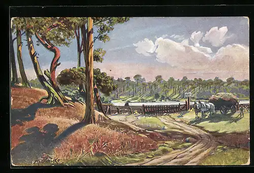 Künstler-AK Berlin-Wannsee, Waldidyll am Wannsee