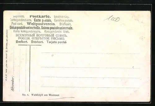 Künstler-AK Berlin-Wannsee, Waldidyll am Wannsee