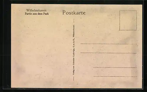 Künstler-AK Wilhelmshaven, Partie aus dem Park