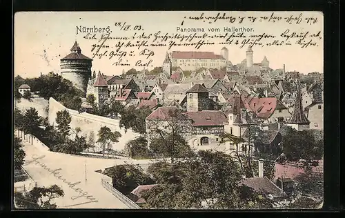 AK Nürnberg, Panorama vom Hallerthor aus gesehen