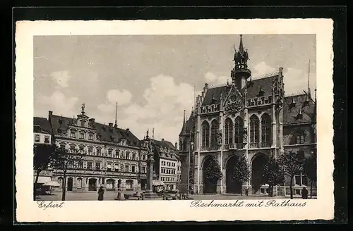 AK Erfurt, Fischmarkt mit Rathaus