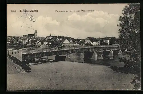 AK Donauwörth, Panorama mit der neuen Donaubrücke