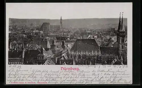 AK Nürnberg, Panorama mit Kirchen