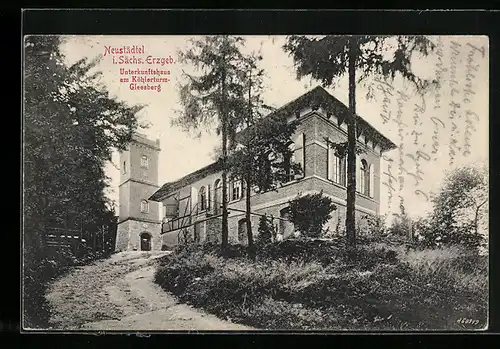 AK Neustädtel / Sächs. Erzgeb., Unterkunftshaus am Köhlerturm-Gleesberg