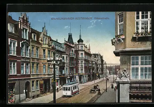 AK Wilhelmshaven-Rüstringen, Strassenbahnverkehr in der Gökerstrasse