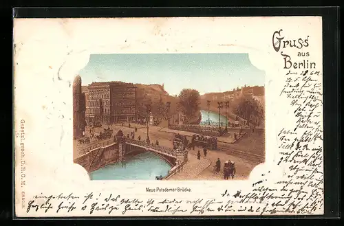 Lithographie Berlin-Tiergarten, Neue Potsdamer Brücke