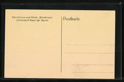 AK Berlin-Zehlendorf, Sanatorium und Klinik Waldfriede aus der Vogelschau