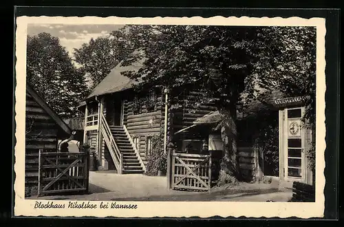 AK Berlin-Wannsee, Gasthaus Blockhaus Nikolskoe