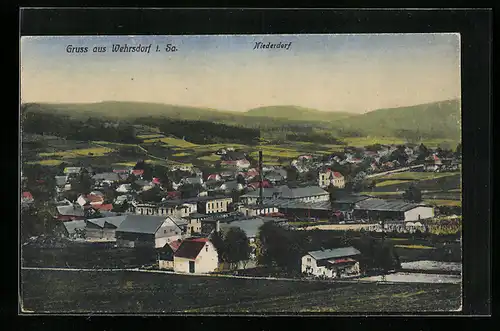 AK Wehrsdorf /Sa., Niederdorf aus der Vogelschau