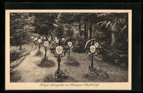 AK München-Hadern, Krieger-Ehrengräber im Münchener Waldfriedhof
