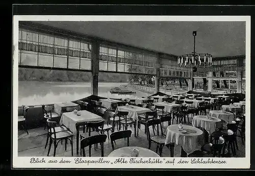 AK Berlin, Restaurant Alte Fischerhütte, Glaspavillon am Schlachtensee