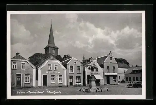 AK Esens / Ostfriesland, Marktplatz mit Grethes Gasthof