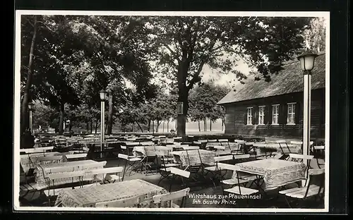 AK Berlin-Wannsee, Wirtshaus zur Pfaueninsel Gustav Prinz, Garten