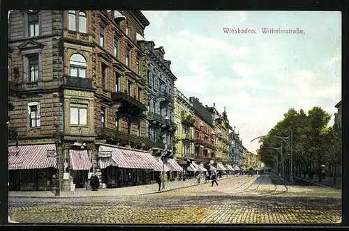 AK Wiesbaden, Wilhelmstrasse