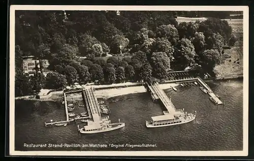 AK Berlin-Wannsee, Restaurant Strand-Pavillon, orig. Fliegeraufnahme